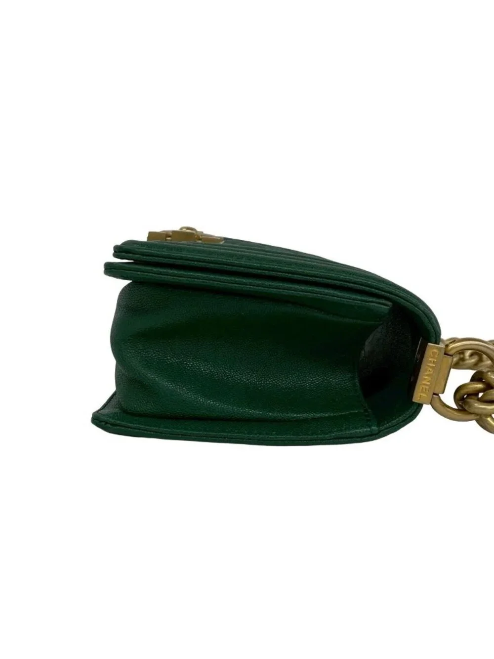 Chanel With Card Boy CC Logo Caviar Leather Shoulder Bag Green